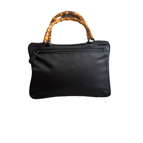 Gucci Black Leather and Nylon Bamboo Bag - Picture 2 of 12